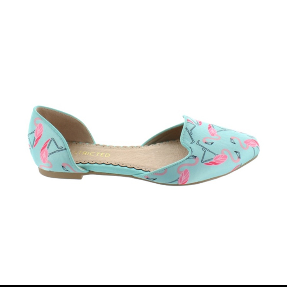 Flamingo Print D’Orsay Flats Rounded Toe - Picture 7 of 8